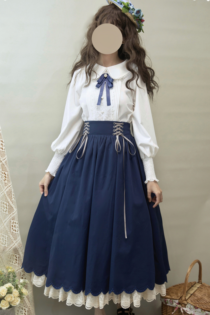 [pre-order] Retro Sweet College Shirt + High Waist Flare Skirt