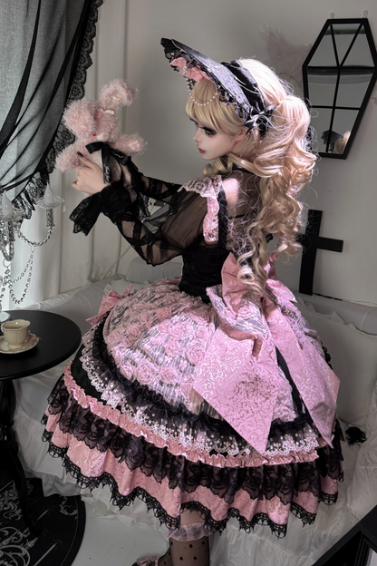 Rose Ruffle Princess Jumper Skirt + Bag Ribbon + Bonnet