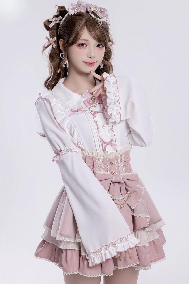 Sweet Ruffled Puff Long Sleeve Blouse