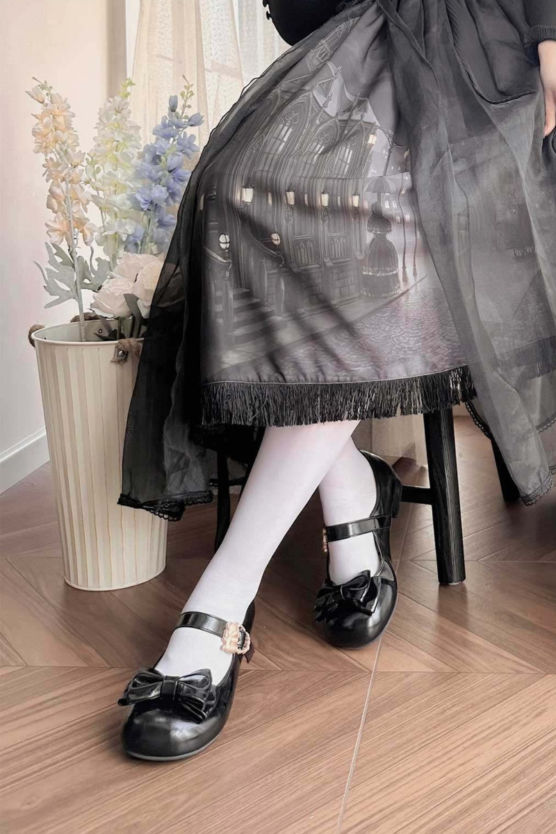 Glossy Color Ribbon Shoes