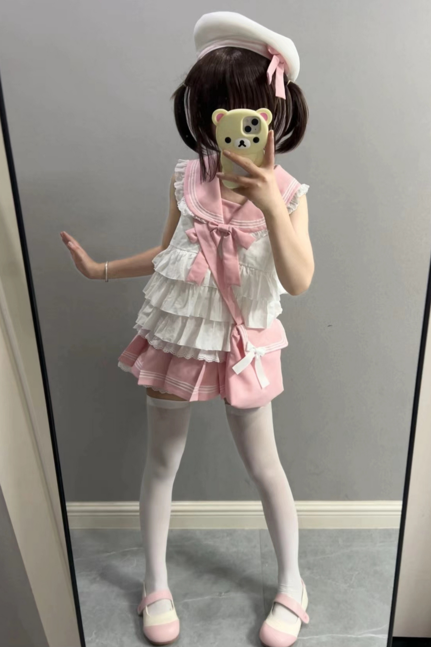 Sailor Ribbon Marine Top + Pleated Layered Skirt