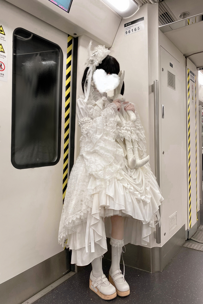 Gothic Super Jisleeve Lolita Shirt + Ruffle Skirt + Hat