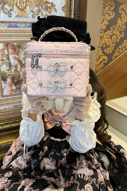 Pearl Rhinestone Lace Box Bag