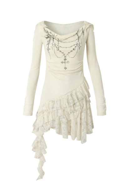 Punk Lace Hood Asymmetrical Dress