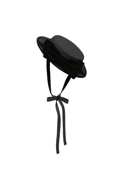 Slim Contrast Color Twin Dress + Collar + Bow + Brooch + Hat