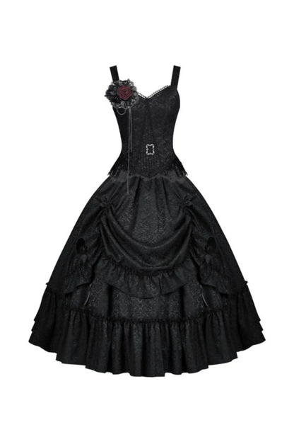 Gothic Corset Top + Short Coat + Hose + Curtain + Skirt + Flower + Bonnet