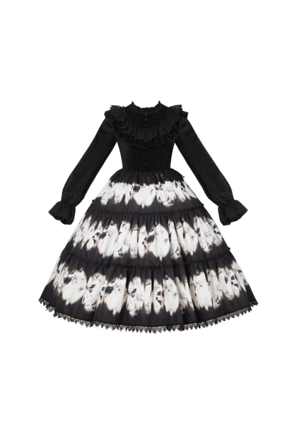 Butterfly Print Swing Lolita Dress + Jumper Skirt + Hairband + Innerwear + Ribbon