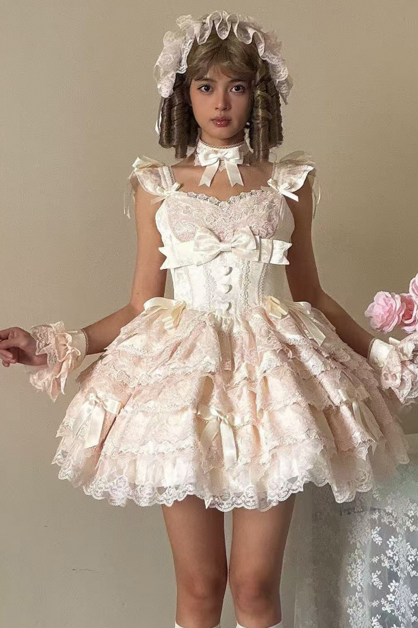 [pre-order] Princess Ballet Tiered Lolita Dress + Headband + Necklace + Sleeves + Tail