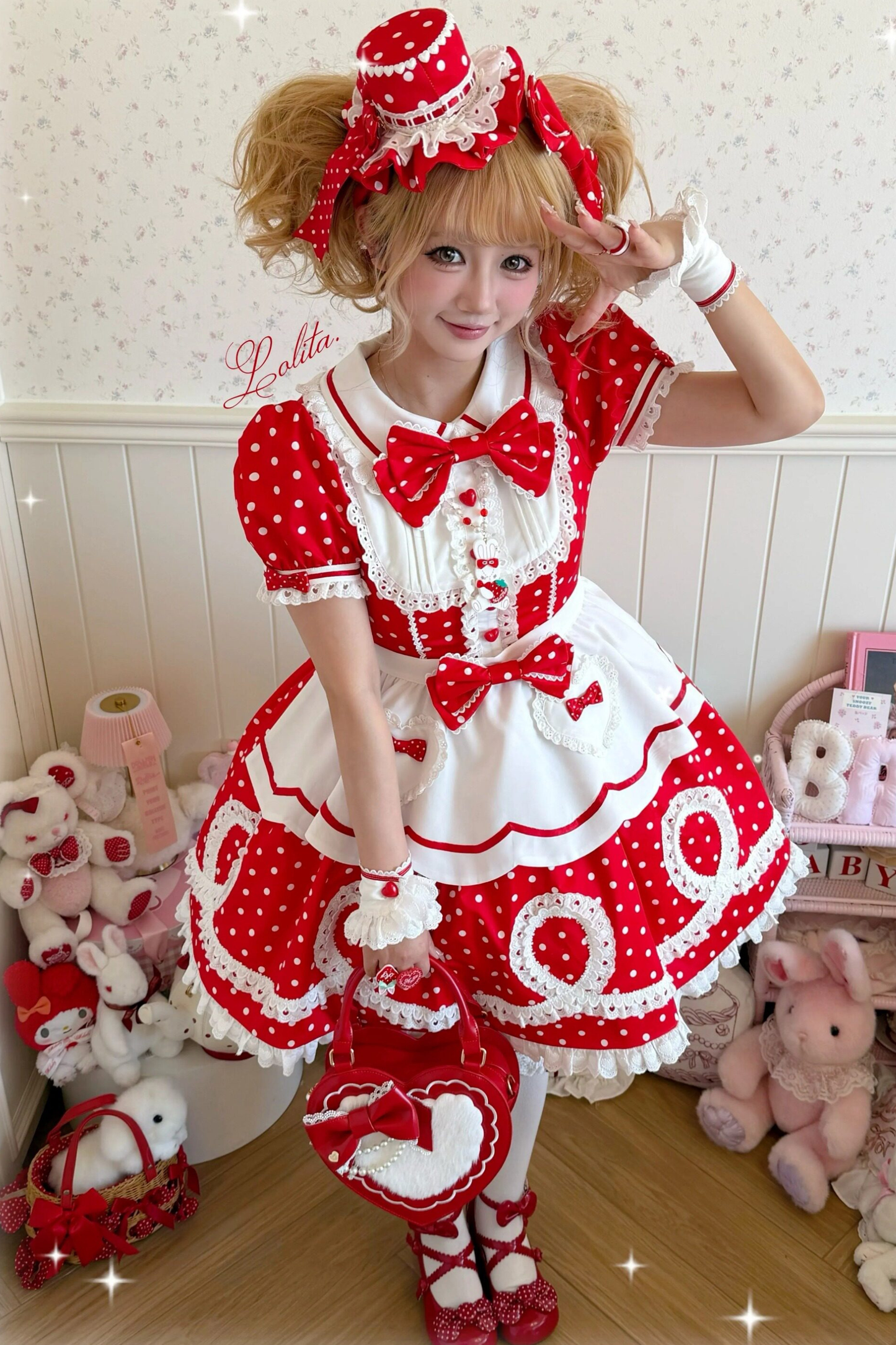 [pre-order] Retro Doll-like Lolita Dress + Hair Band + Clip + Bonnet + Hat