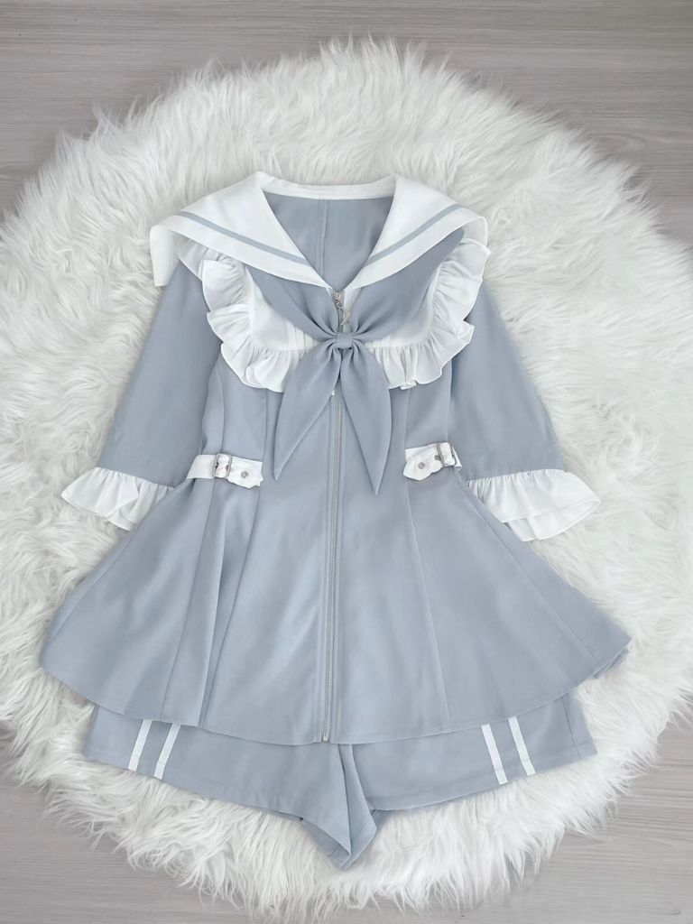 [angel Style] Aqua Medical Dress + Shorts Set