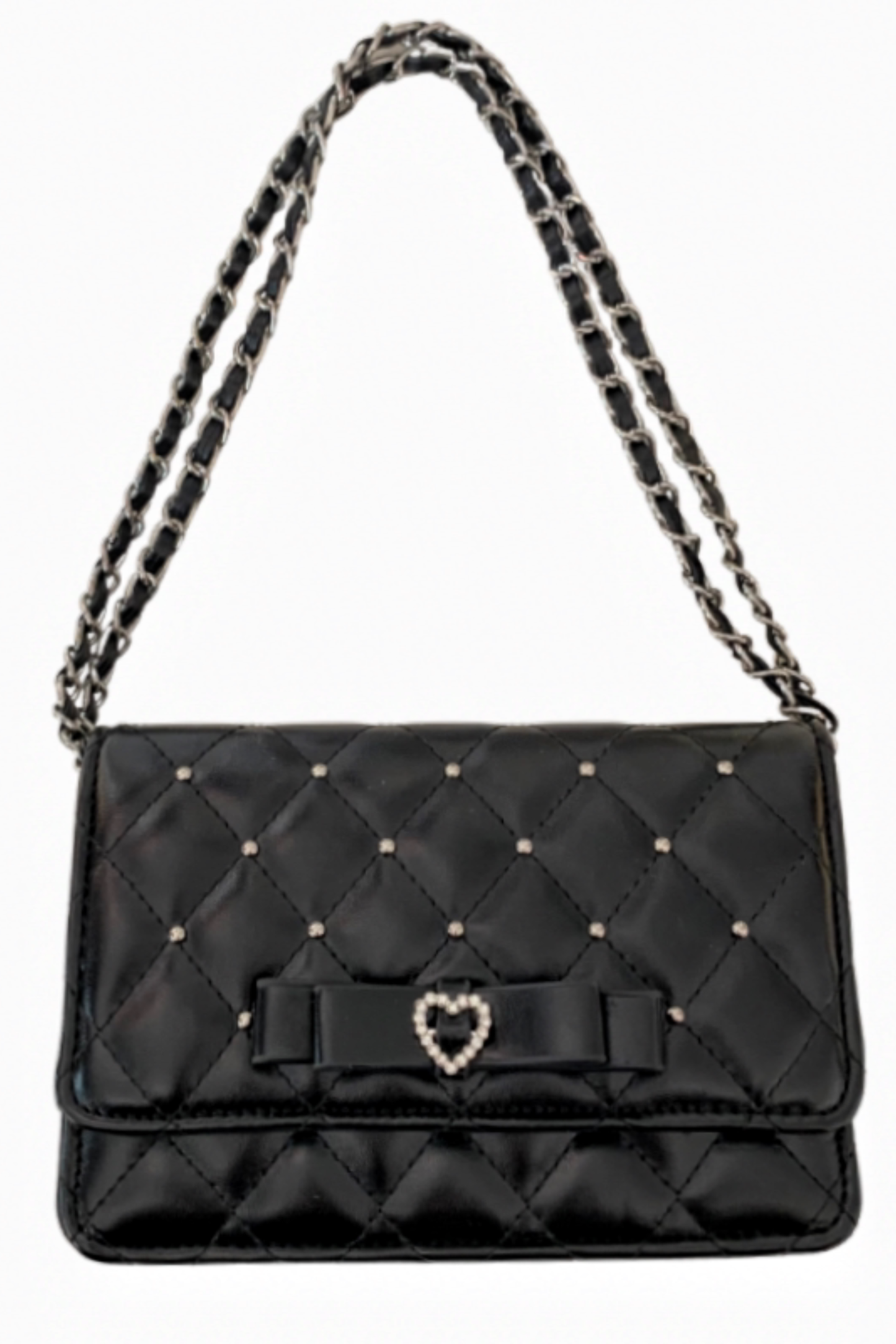 Rhinestone Bow Chain Bag