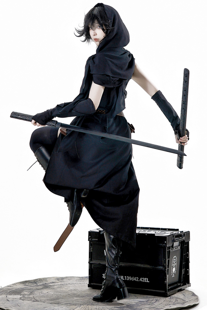 [reserved Item] Punk Style Dark Gothic Dress + Shorts + Shawl + Sleeves + Belt Bag