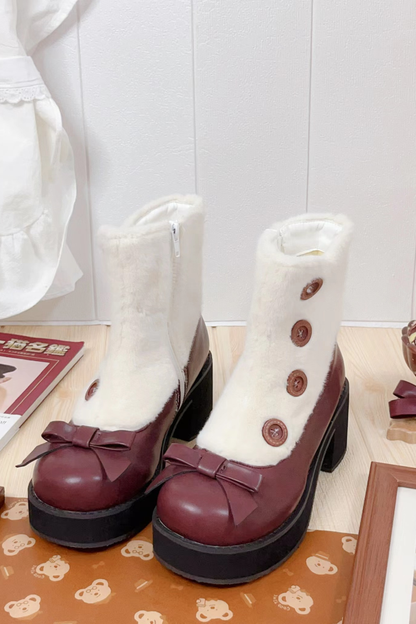 [pre-order] Retro Button Fur Socks Cover Fake Design Boots