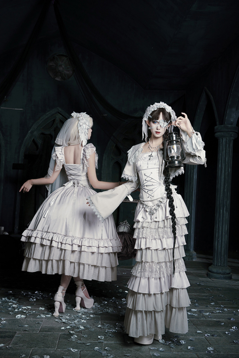 Gothic Lolita Skirt + Corset + Veil + Necklace + Waist Chain
