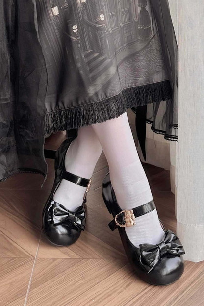 Glossy Color Ribbon Shoes