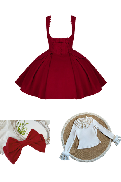 Velvet Rose Suspender Dress + Top + Bow