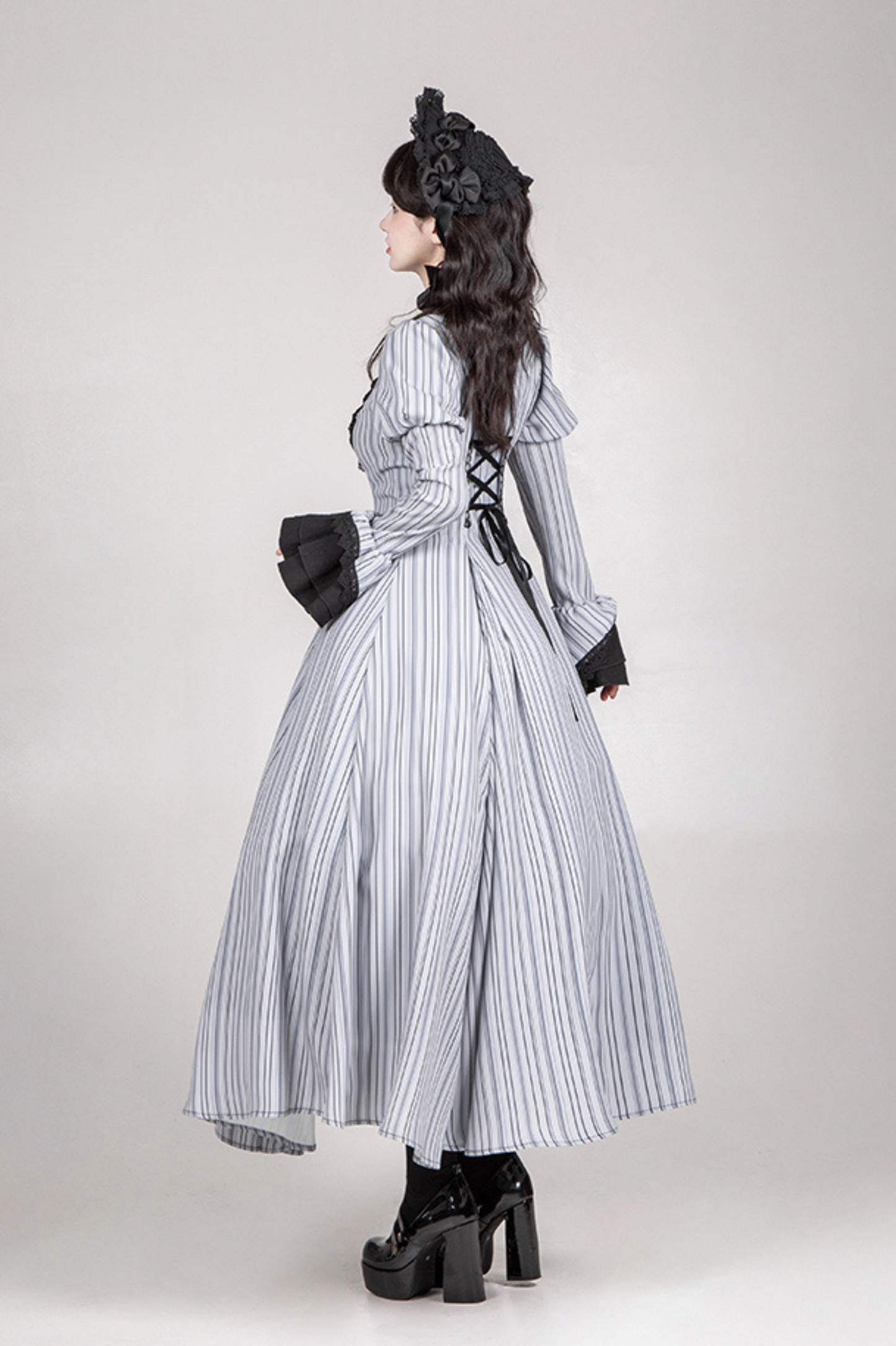 [pre-order] Stripe Lolita Dress + Apron + Necklace + Ribbon