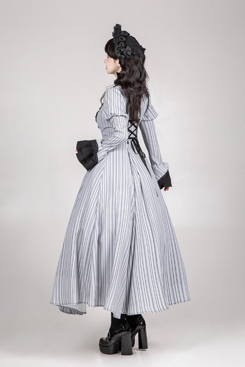 [pre-order] Stripe Lolita Dress + Apron + Necklace + Ribbon