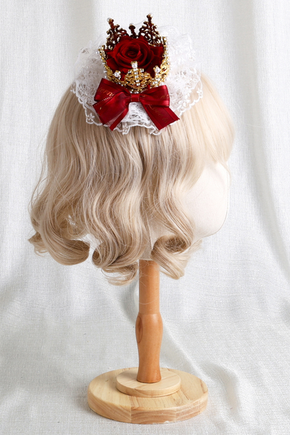 Rose Lace Lolita Bonnet + Hat + Hairband + Clip Hat + Crown