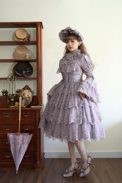 Flower Banquet Princess Sleeve Shirt + Ruffle Lolita Dress