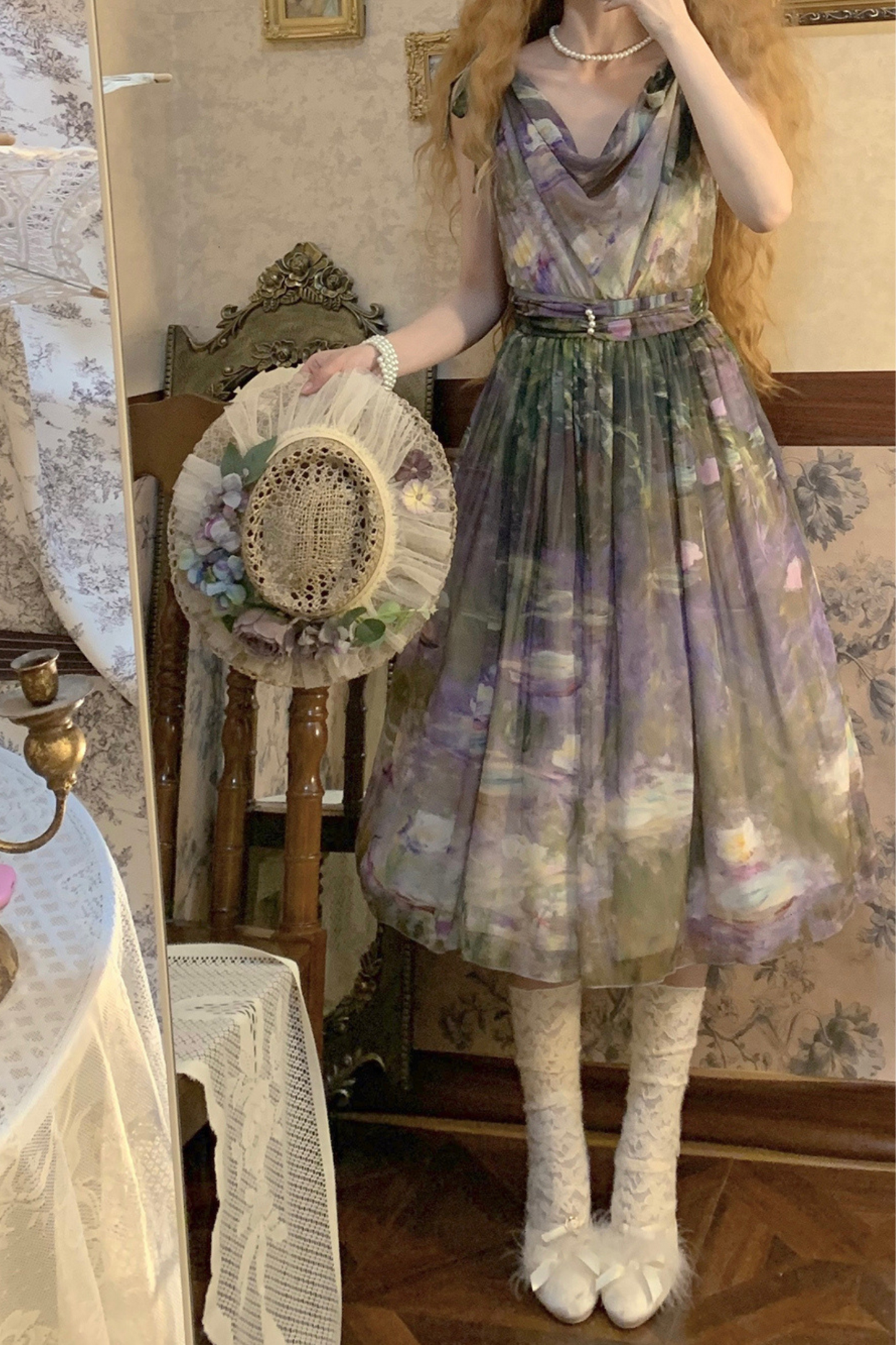 Marble Resort Chiffon Print Dress