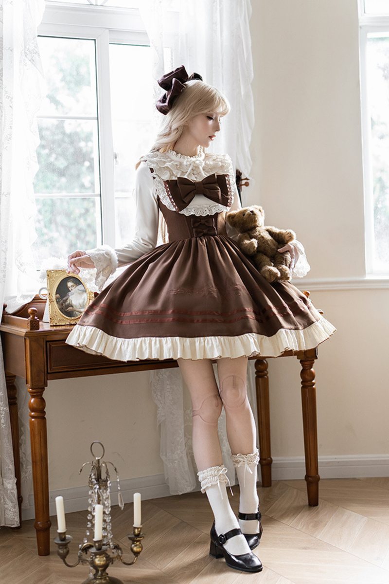 Twin Ruffle Doll Jumperskirt + Top + Ribbon + Hat