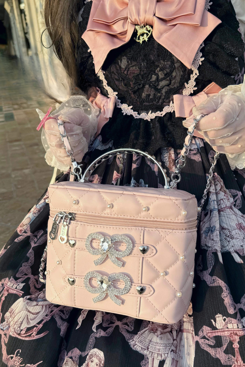 Pearl Rhinestone Lace Box Bag