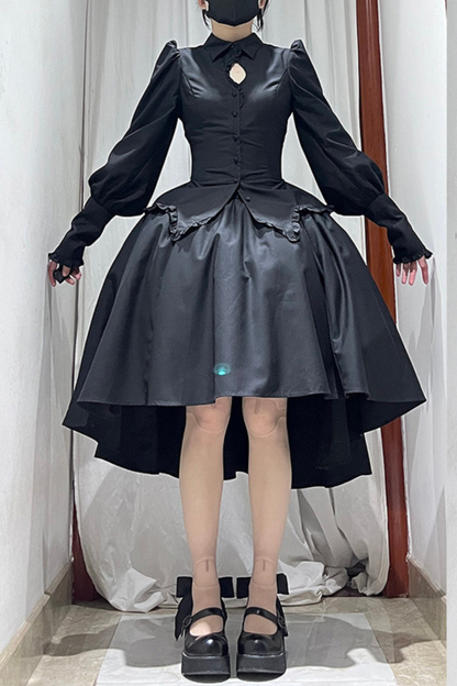 Gothic Puff Shoulder Blouse + Skirt