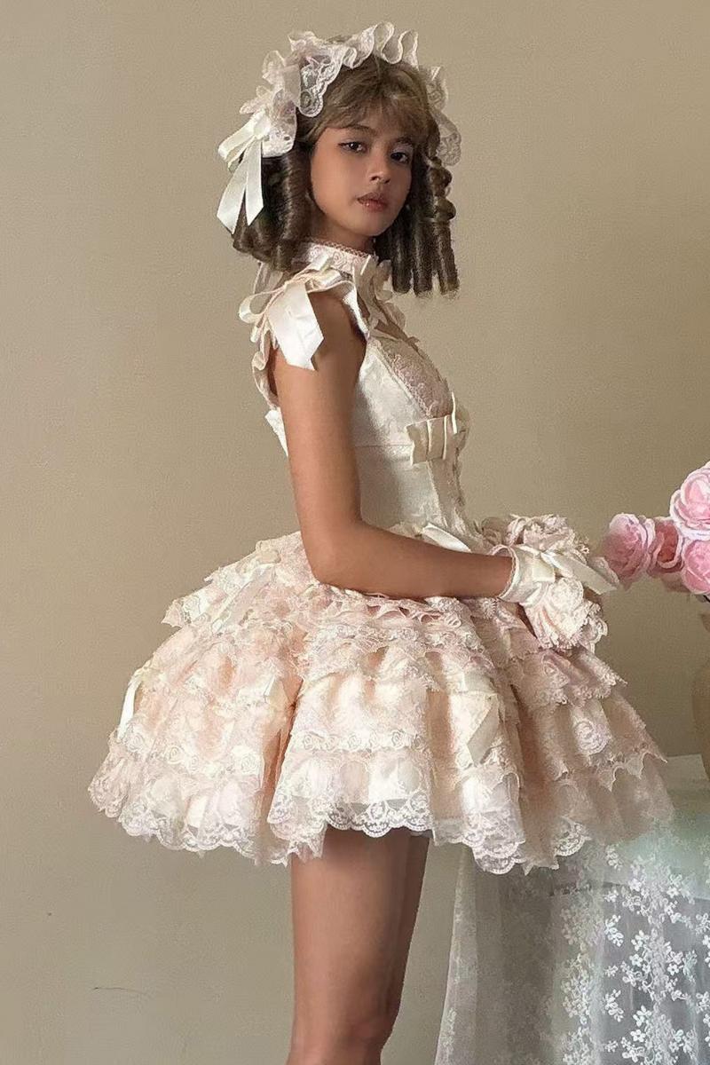 [pre-order] Princess Ballet Tiered Lolita Dress + Headband + Necklace + Sleeves + Tail