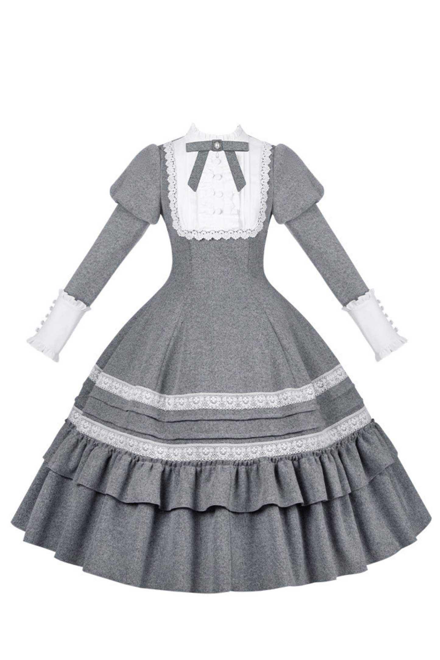 Ruffled Cape Coat + Dress + Hair Accessories + Brooch