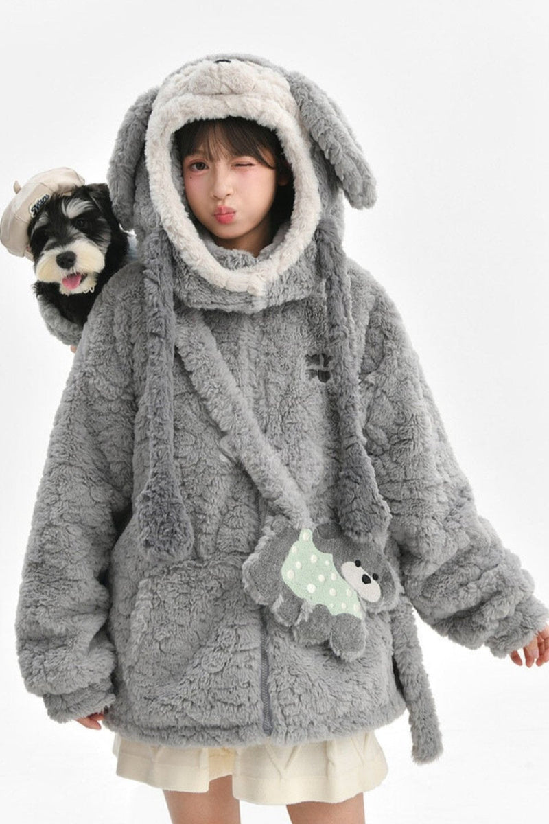 Puppy Design Sweatshirt + Gray Bag