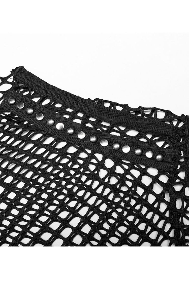 Black Punk Mesh See Through Long Sleeve T-shirt