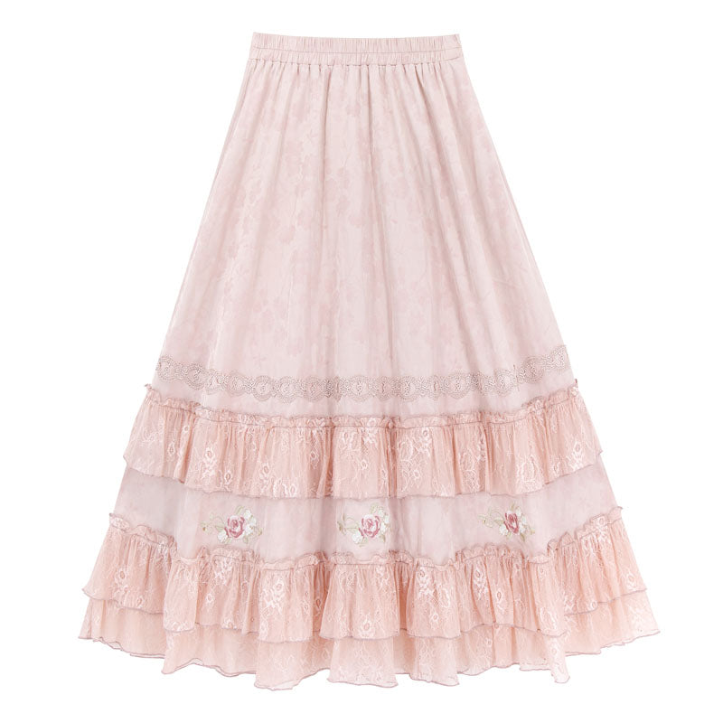 [pre-order] Stand Collar Vest and Lace Skirt Set