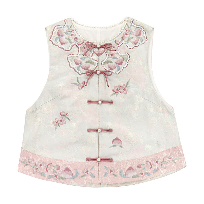 [pre-order] Stand Collar Vest and Lace Skirt Set