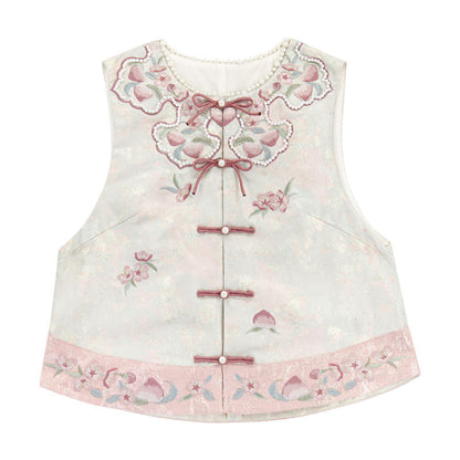 [pre-order] Stand Collar Vest and Lace Skirt Set