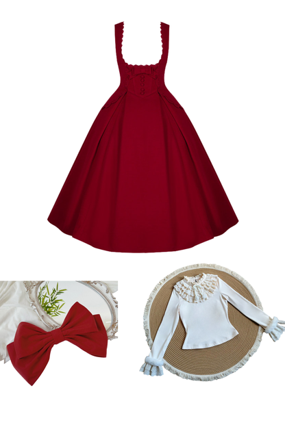 Velvet Rose Suspender Dress + Top + Bow