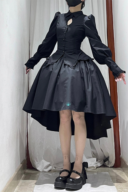 Gothic Puff Shoulder Blouse + Skirt