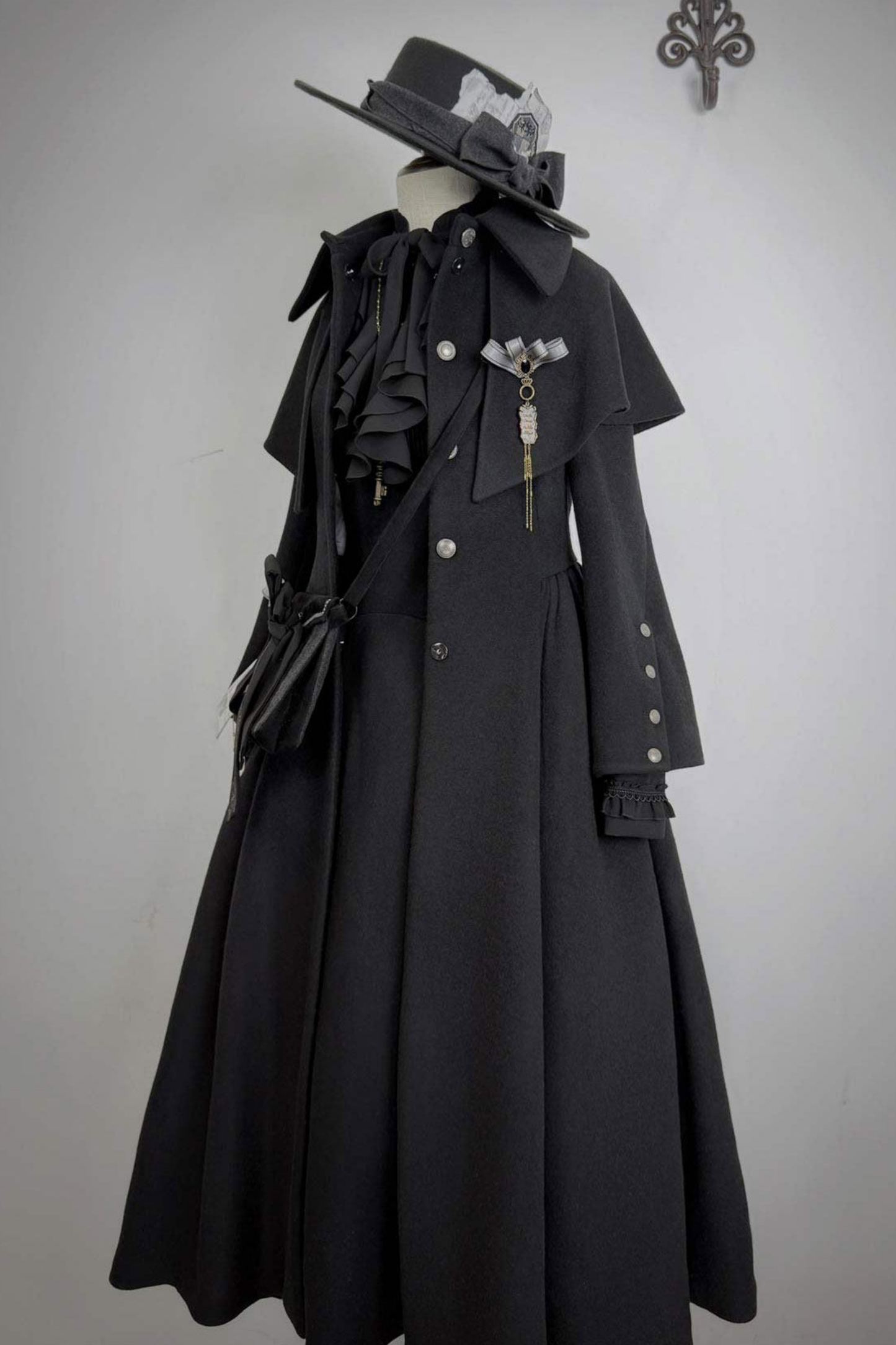 British Detective Lolita Coat + Cape + Skirt + Shirt + Bag + Brooch + Hat + Beret + Necklace