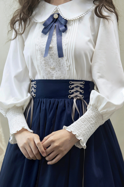 [pre-order] Retro Sweet College Shirt + High Waist Flare Skirt