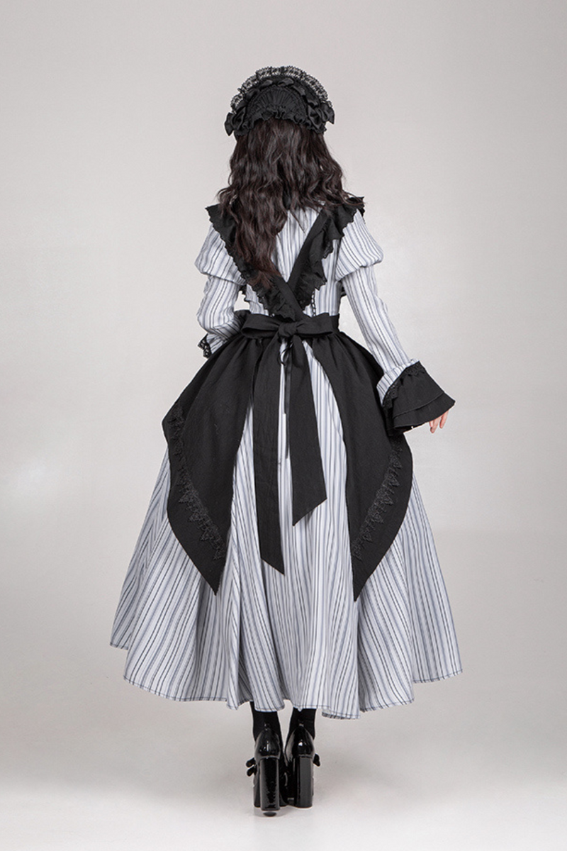 [pre-order] Stripe Lolita Dress + Apron + Necklace + Ribbon