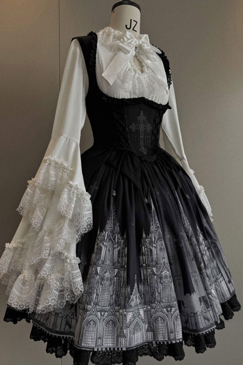 Gothic Lolita Jumper Skirt + Dark Top + Girdle