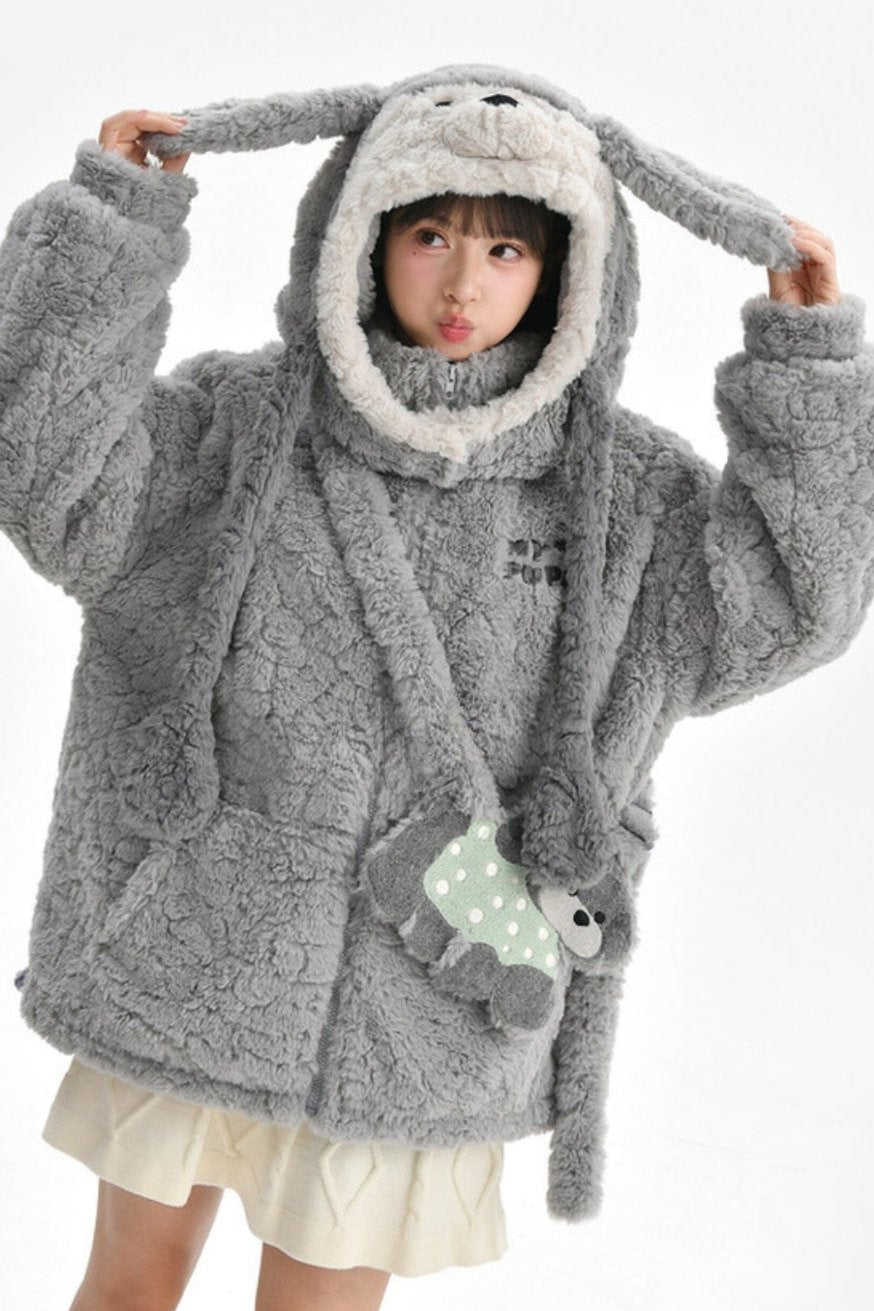 Puppy Design Sweatshirt + Gray Bag