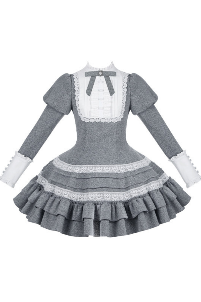 Ruffled Cape Coat + Dress + Hair Accessories + Brooch