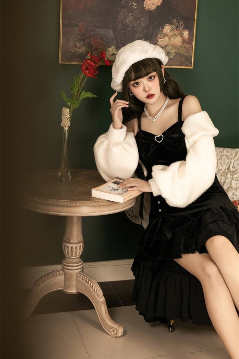 Mermaid Asymmetrical Camisole Dress + Ribbon Jacket