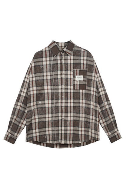 Brown Plaid Long Sleeve Set