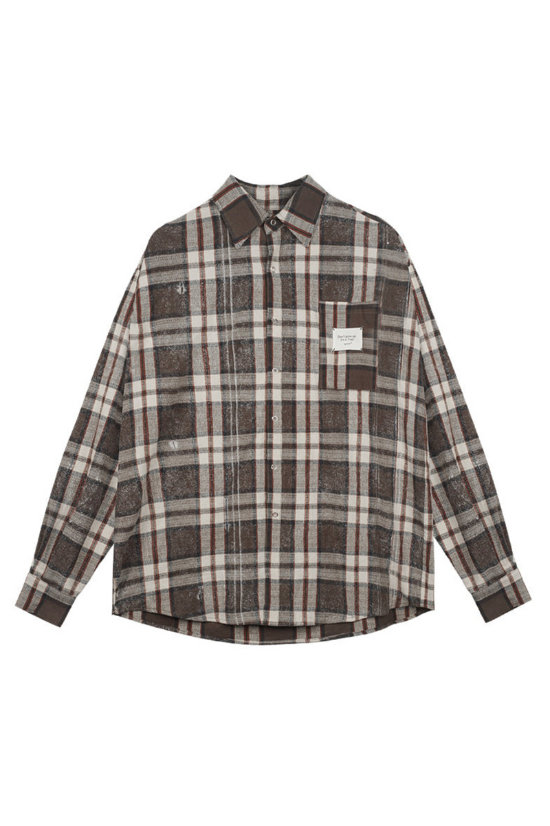 Brown Plaid Long Sleeve Set