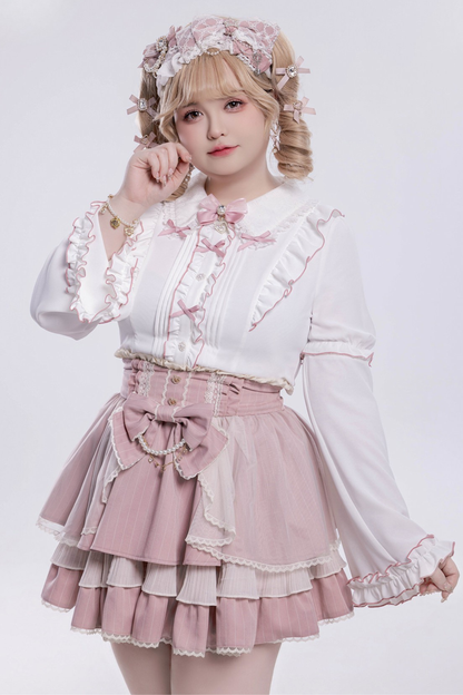 Sweet Ruffled Puff Long Sleeve Blouse