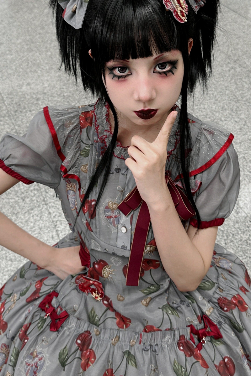 Retro Antique Cherry Sweet Lolita Dress + Jumper Skirt