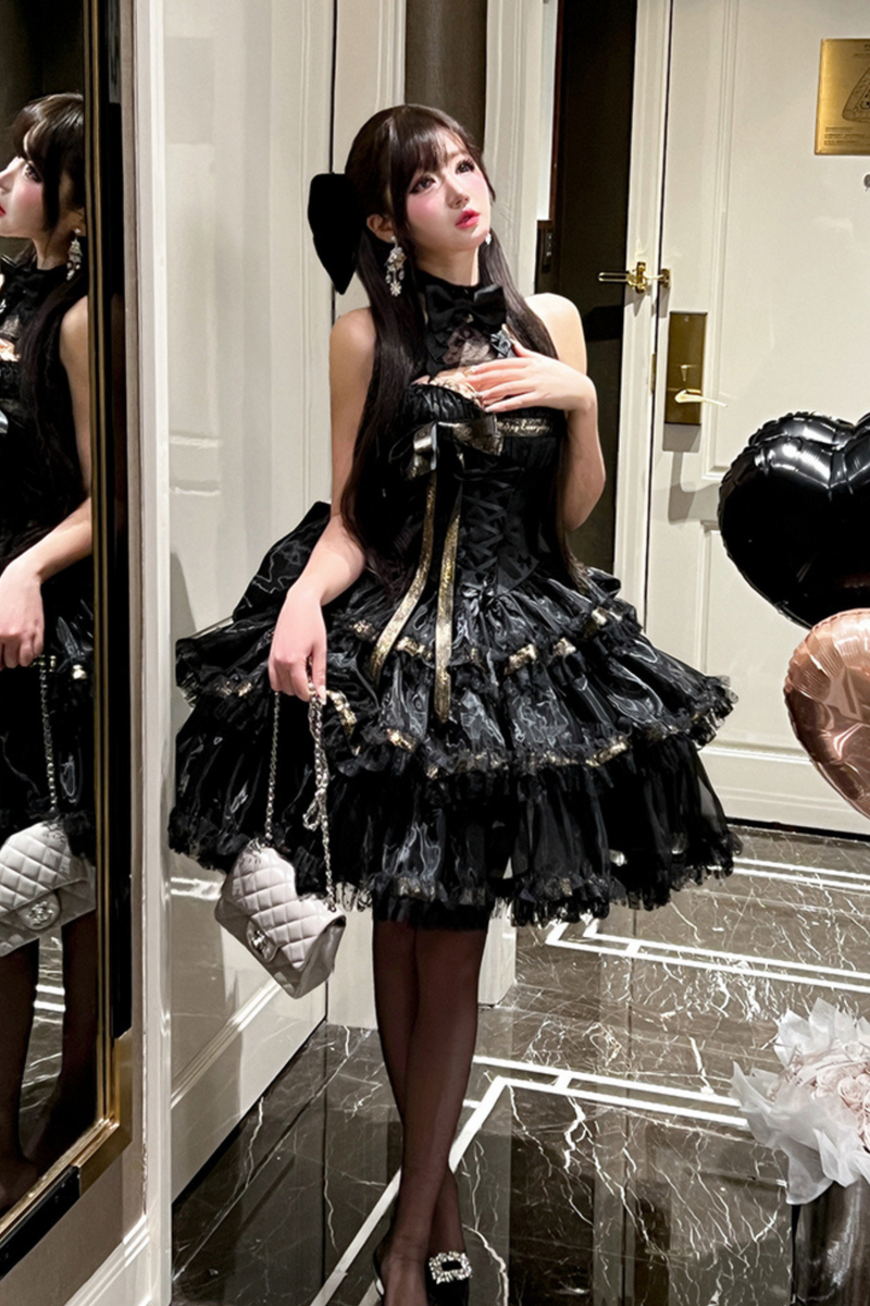 Ribbon Halter Neck Slim Lolita Dress
