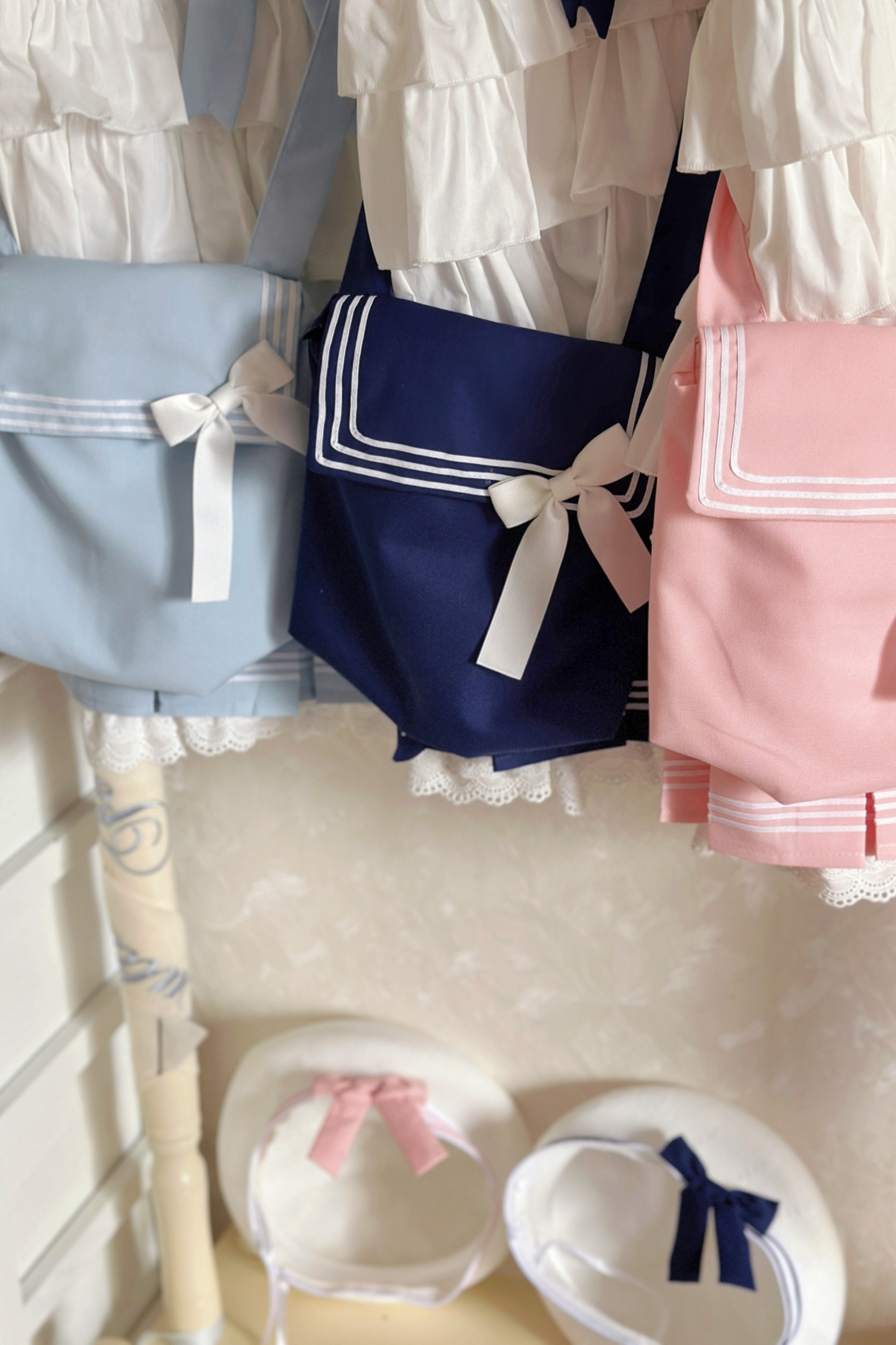 Sailor Ribbon Marine Top + Pleated Layered Skirt